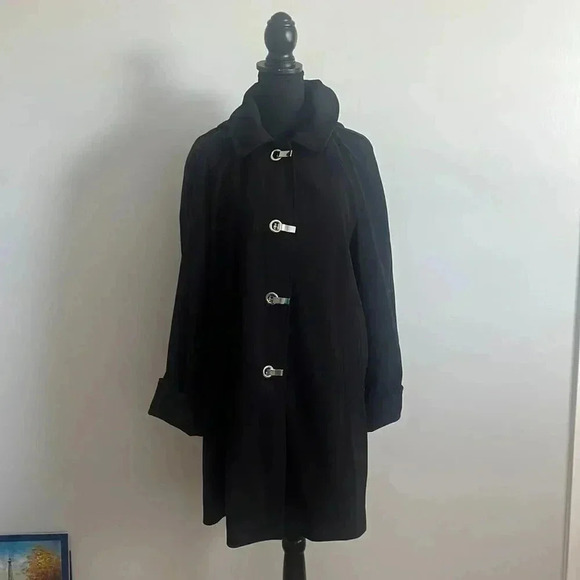 Michael Kors black hooded raincoat/trench coat